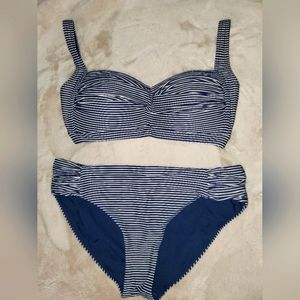 Niptuck Two Pieces White and Blue Bikini